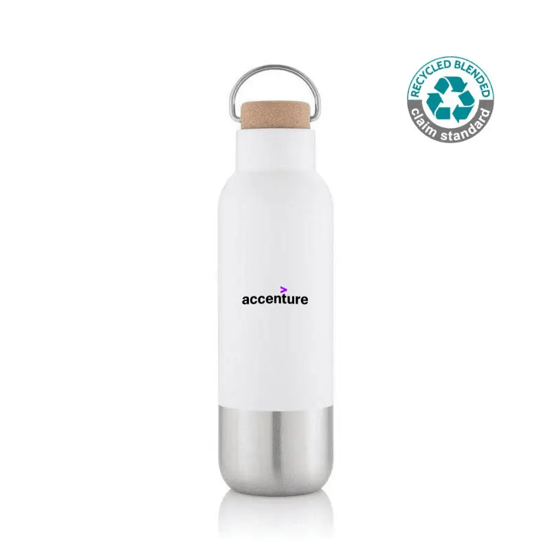 Accenture AVERSA - Hans Larsen RCS Recycled Stainless Steel Insulated Water Bottle - White