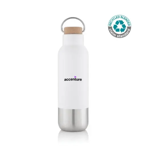 Accenture AVERSA - Hans Larsen RCS Recycled Stainless Steel Insulated Water Bottle - White