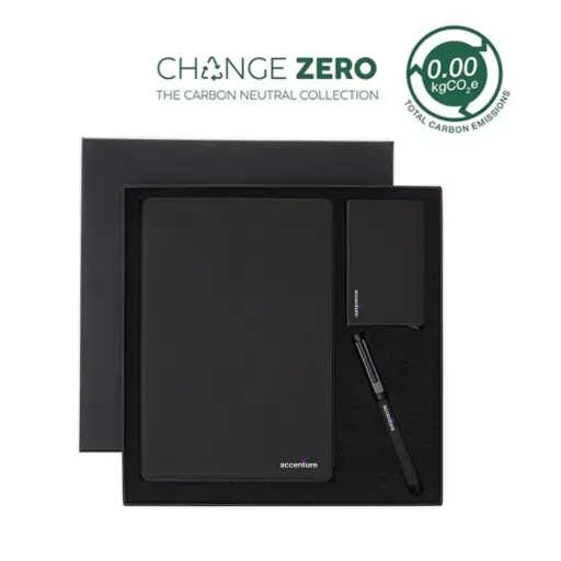 Accenture TESSIN - CHANGE ZERO Sustainable Gift Set with Refillable Notebook, Pen & Cardholder - Black